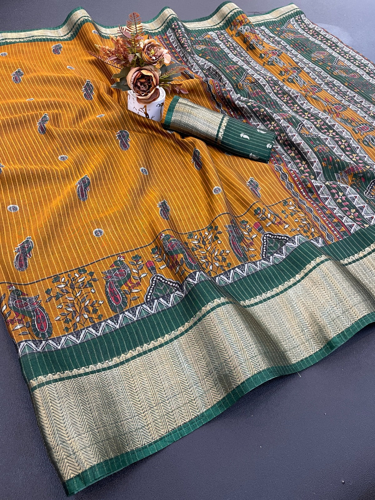 DOLA SILK ZARI LINING WITH JACQUARD BORDER