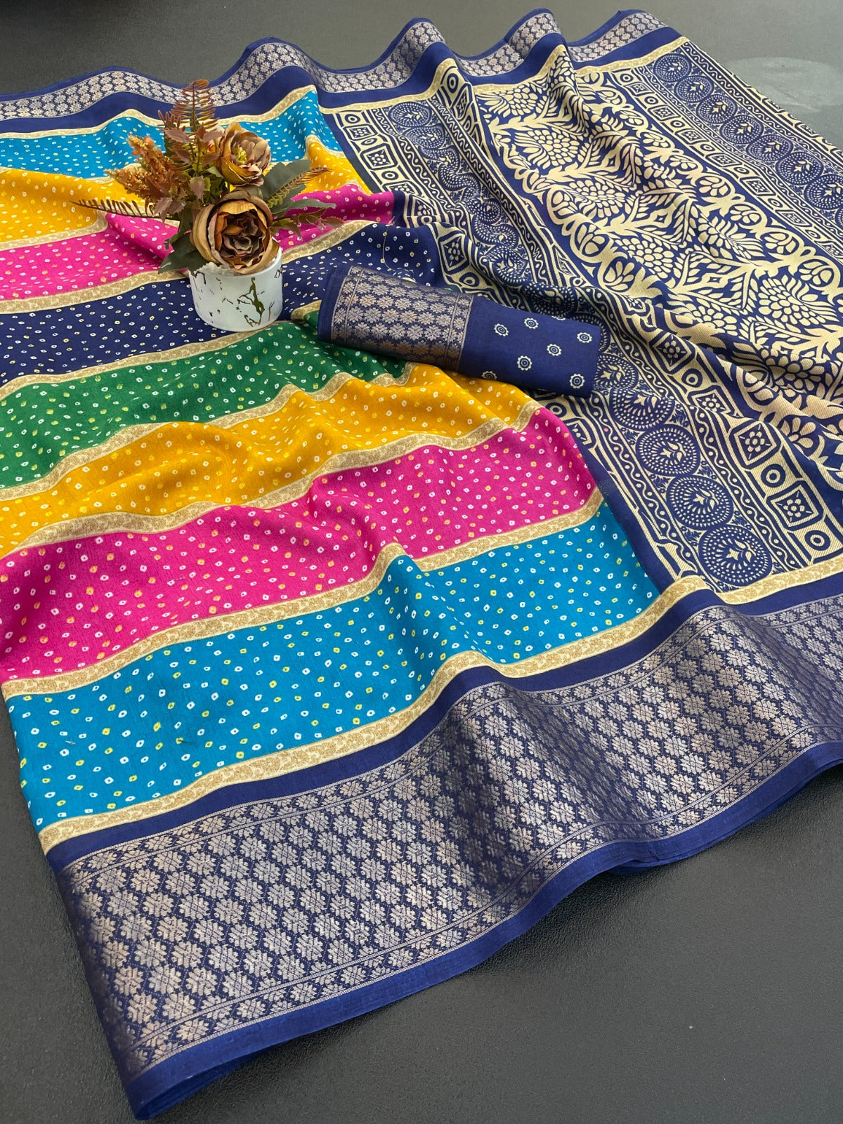 Dola Silk Jacquard Border designer Printed Saree