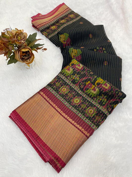 DOLA SILK ZARI LINING WITH JACQUARD BORDER