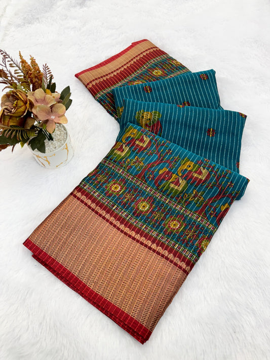 DOLA SILK ZARI LINING WITH JACQUARD BORDER