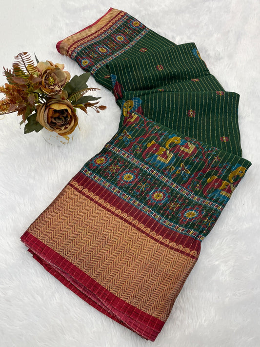 DOLA SILK ZARI LINING WITH JACQUARD BORDER