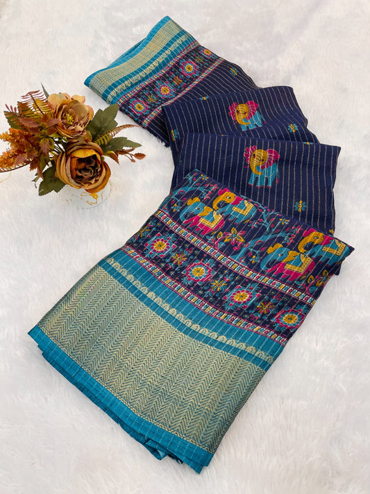 DOLA SILK ZARI LINING WITH JACQUARD BORDER