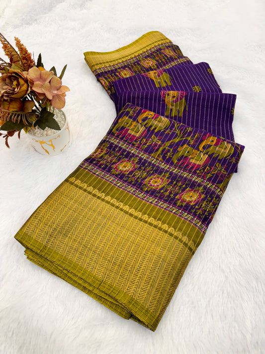 DOLA SILK ZARI LINING WITH JACQUARD BORDER