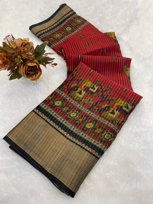 DOLA SILK ZARI LINING WITH JACQUARD BORDER