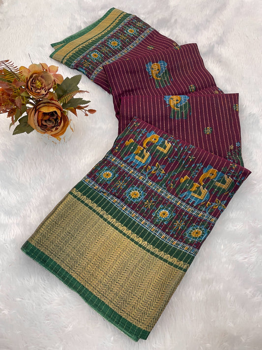 DOLA SILK ZARI LINING WITH JACQUARD BORDER