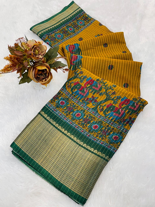 DOLA SILK ZARI LINING WITH JACQUARD BORDER