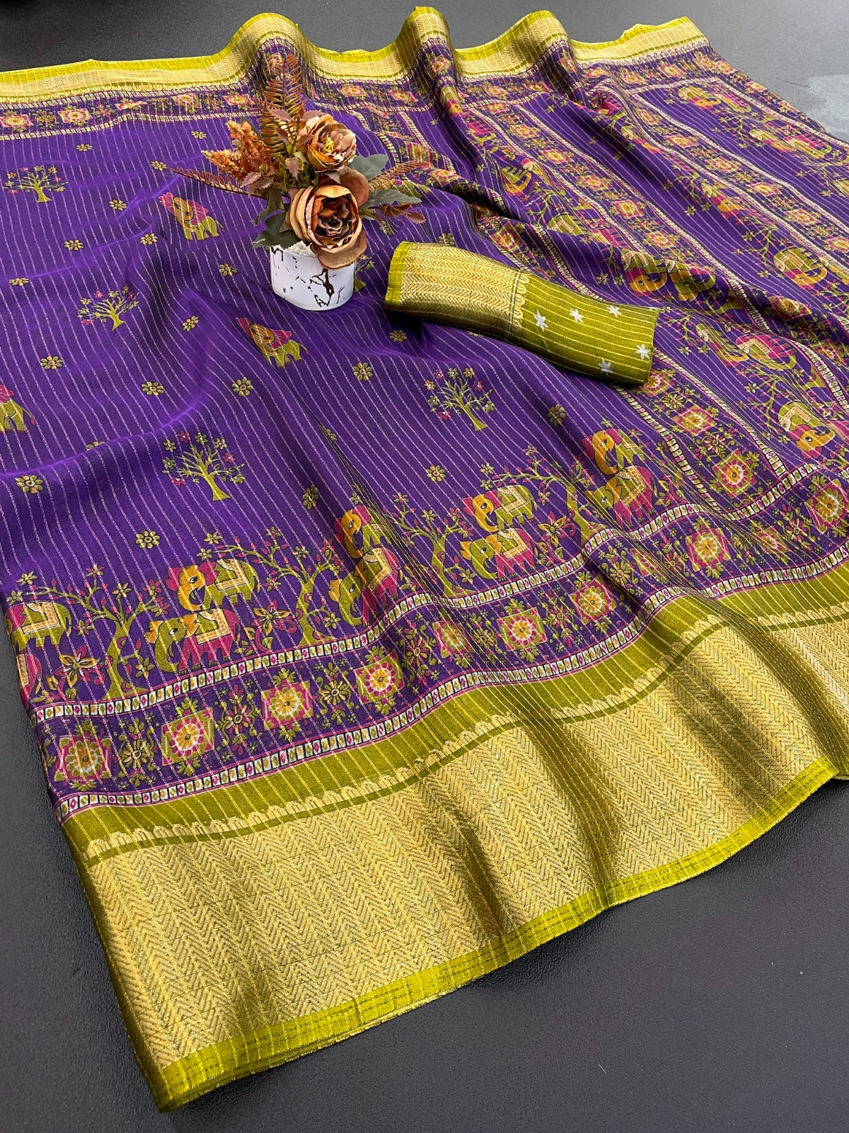 DOLA SILK ZARI LINING WITH JACQUARD BORDER