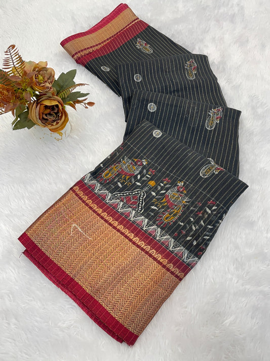 DOLA SILK ZARI LINING WITH JACQUARD BORDER