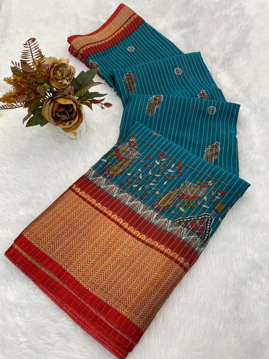 DOLA SILK ZARI LINING WITH JACQUARD BORDER