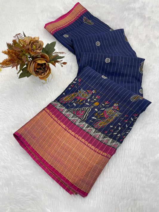 DOLA SILK ZARI LINING WITH JACQUARD BORDER