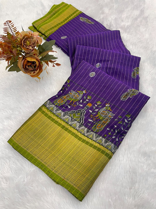 DOLA SILK ZARI LINING WITH JACQUARD BORDER
