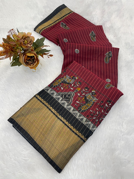 DOLA SILK ZARI LINING WITH JACQUARD BORDER