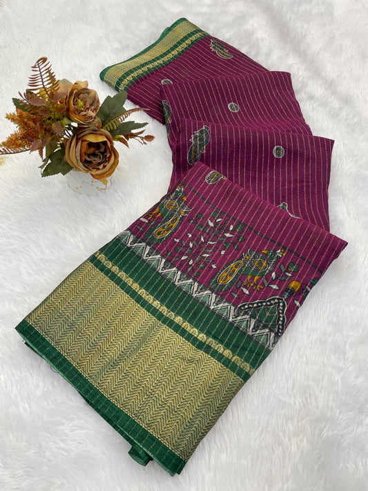 DOLA SILK ZARI LINING WITH JACQUARD BORDER