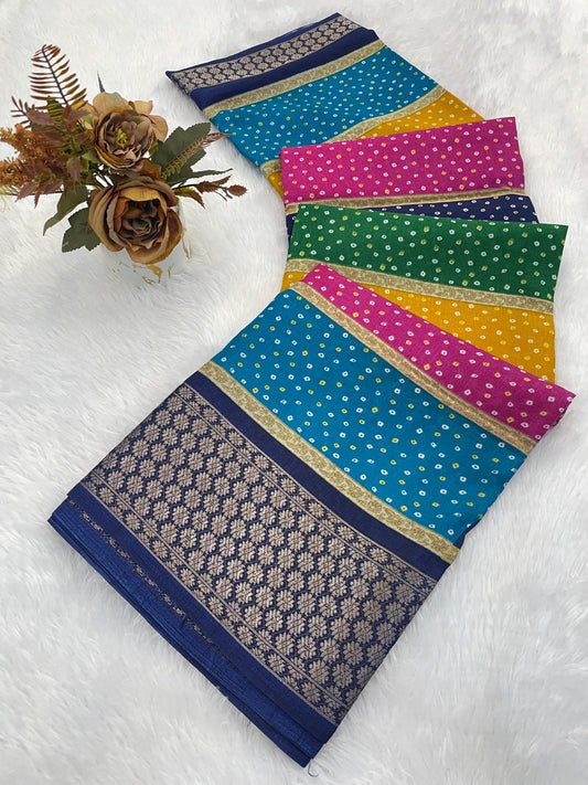 Dola Silk Jacquard Border designer Printed Saree