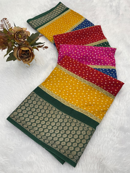 Dola Silk Jacquard Border designer Printed Saree