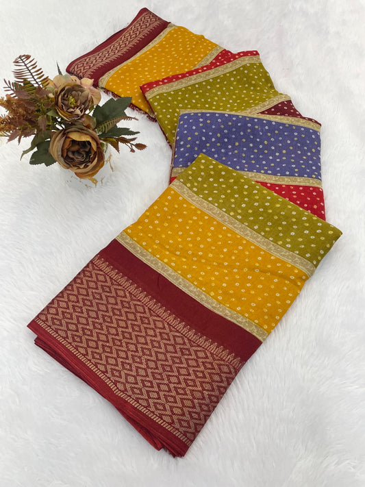 Dola Silk Jacquard Border designer Printed Saree