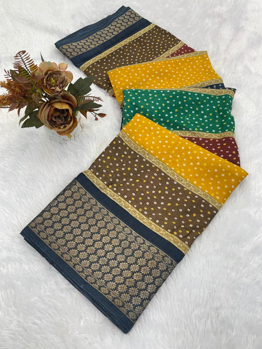 Dola Silk Jacquard Border designer Printed Saree