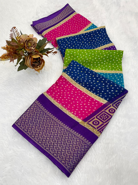 Dola Silk Jacquard Border designer Printed Saree