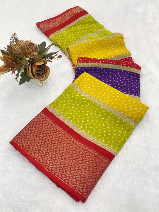 Dola Silk Jacquard Border designer Printed Saree