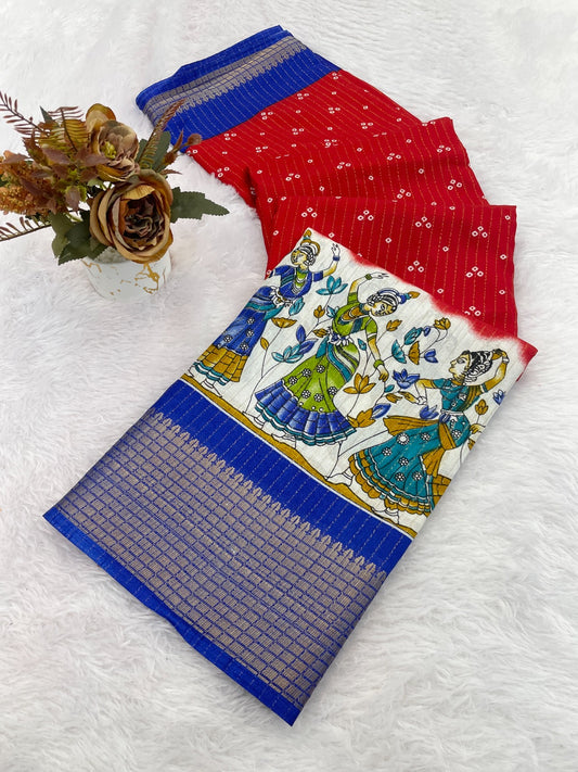 Dola Silk Jacquard Bandhni Saree