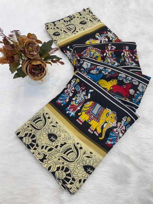 DOLA SILK ZARI FLORAL PRINT WITH JACQUARED BORDER