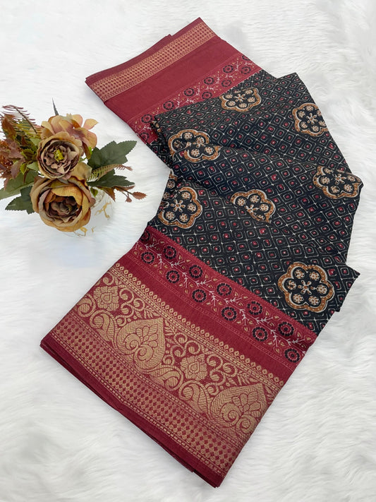 Dola silk saree with beautiful bandhani print design