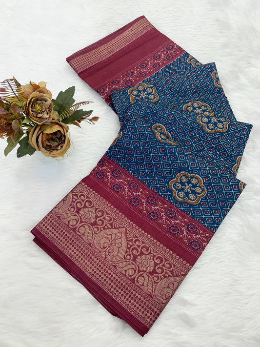 Dola silk saree with beautiful bandhani print design