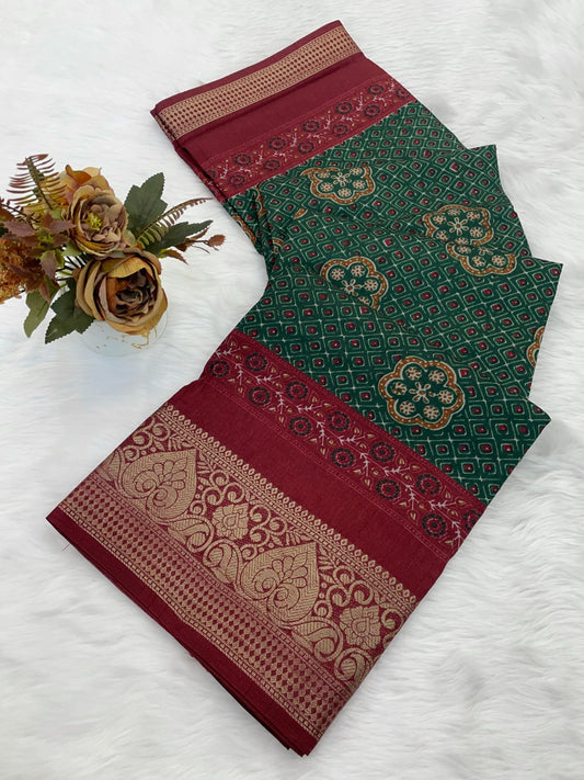 Dola silk saree with beautiful bandhani print design