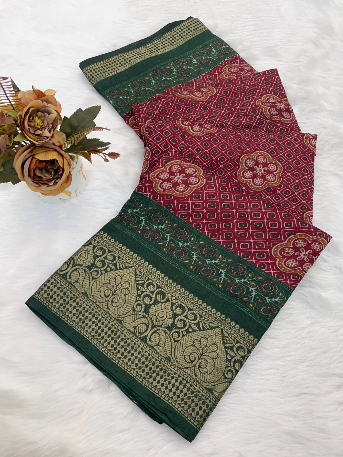 Dola silk saree with beautiful bandhani print design