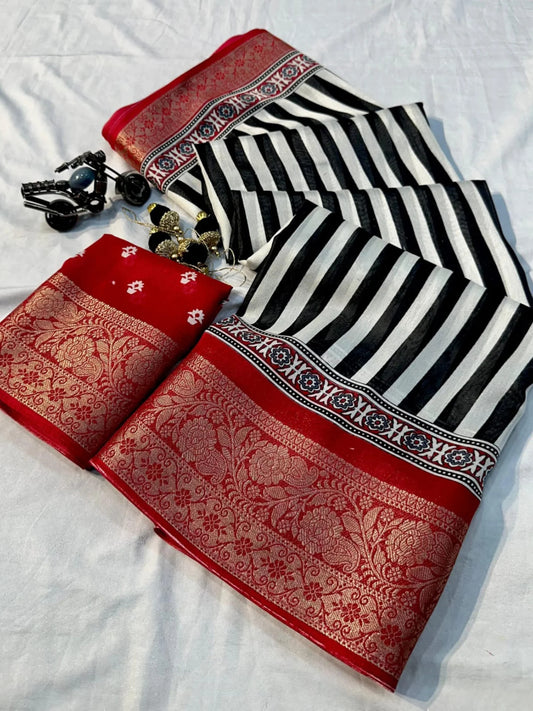 Dola Silk Saree With Jacquard Gap Bodar desgin print