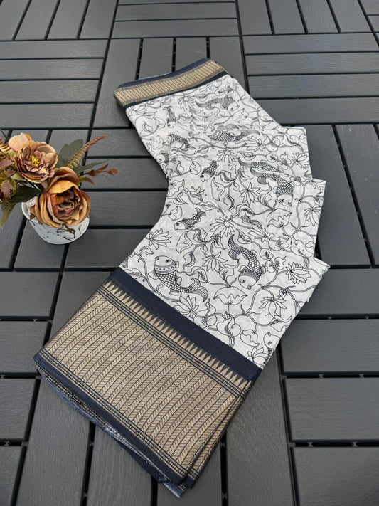 FANCY DOLA DESIGNER FLORAL PRINT WITH JACQUARD BORDER