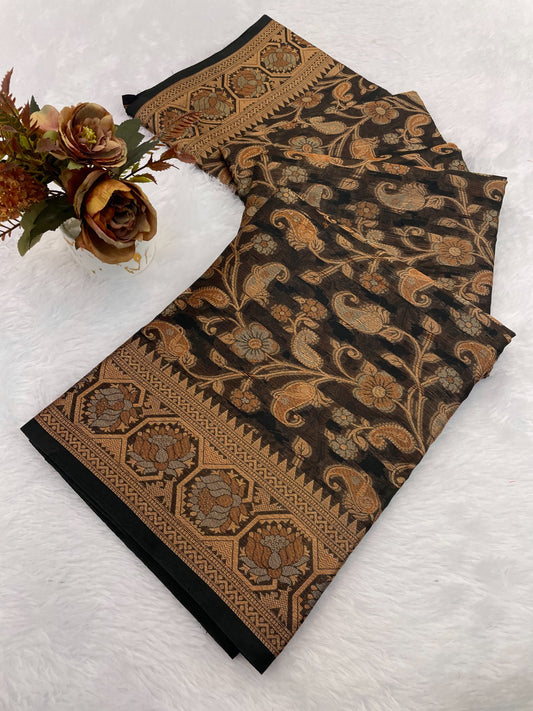 Organza Silk Saree for Women with Trendy Wedding Style in Cotton, Fancy, Art Silk, and Soft Silk Blend Saree