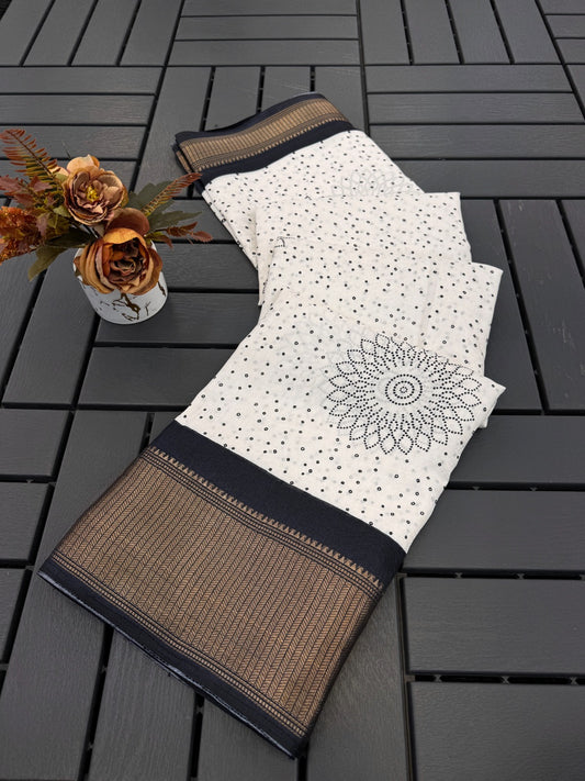 FANCY DOLA DESIGNER FLORAL PRINT WITH JACQUARD BORDER