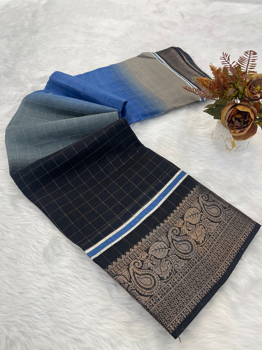 Beautiful rekko silk sarees with all over floral design along with contrast weaving border