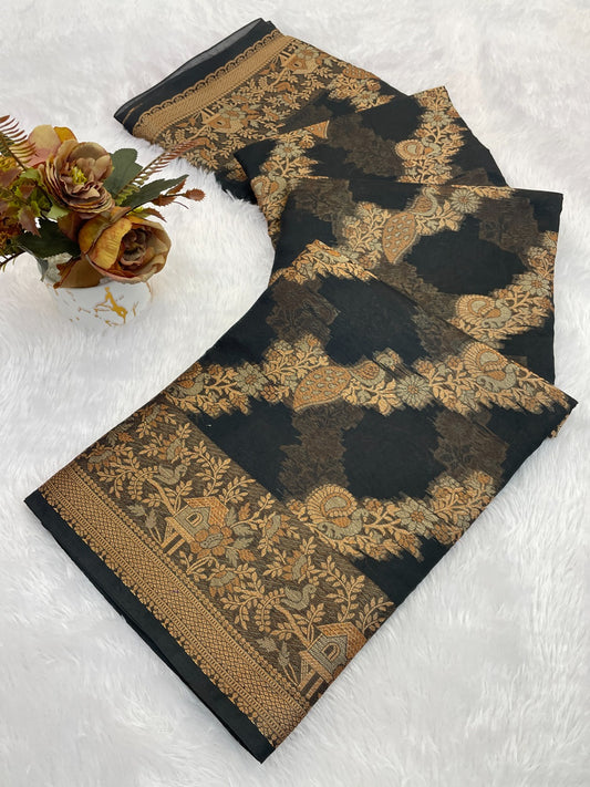 Organza Silk Saree for Women with Trendy Wedding Style in Cotton, Fancy, Art Silk, and Soft Silk Blend Saree