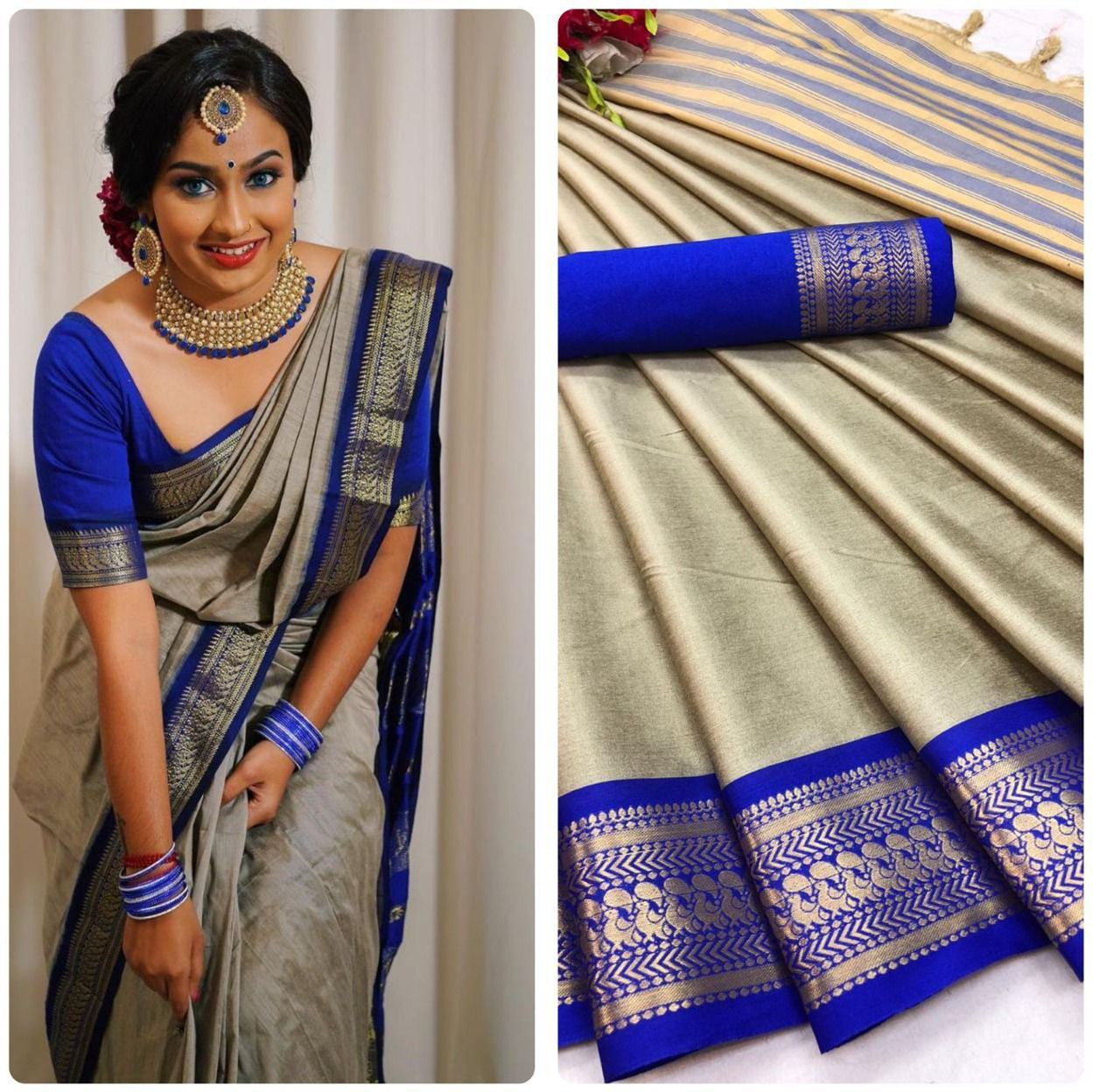 Beautiful animal print zari weaving border