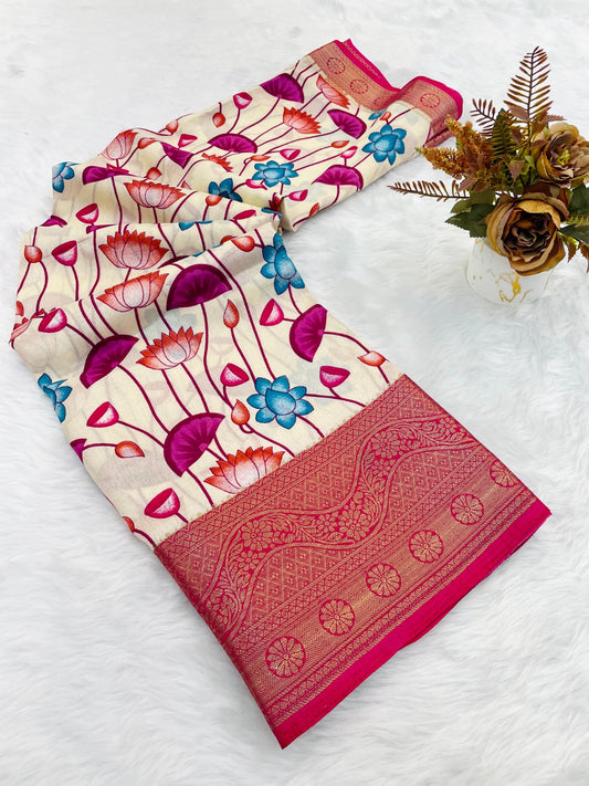 Dola silk saree with beautiful design..