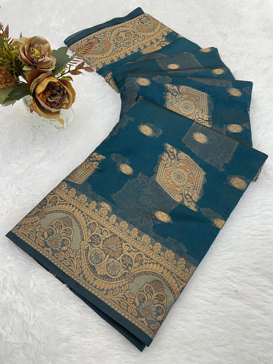 Organza Silk Saree for Women with Trendy Wedding Style in Cotton, Fancy, Art Silk, and Soft Silk Blend Saree