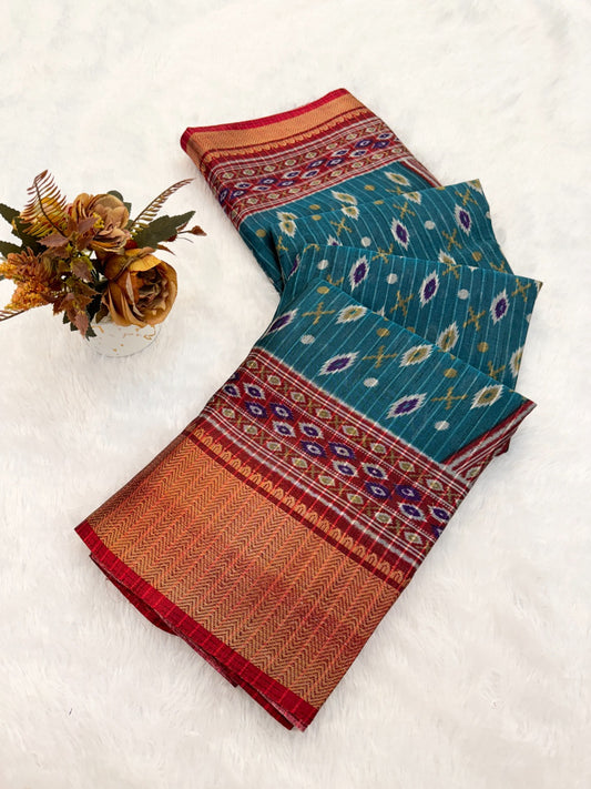 Dola Jaquard Jari Lining Woven Printed Saree With Blouse