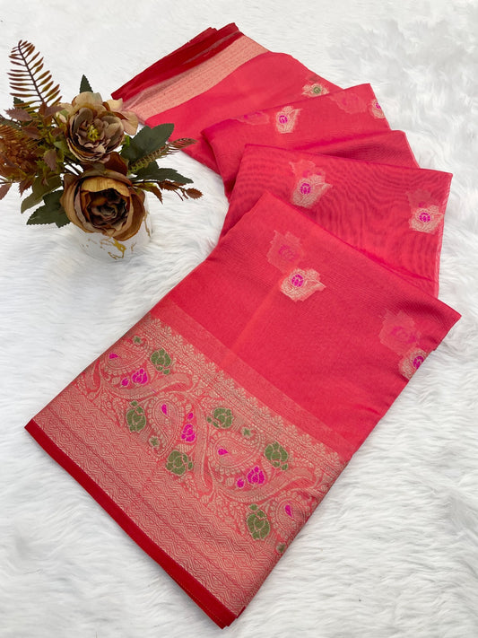 Banarasi Silk Saree for Women with Trendy Wedding Style in Cotton, Fancy, Art Silk, and Soft Silk Blend Maroon Saree