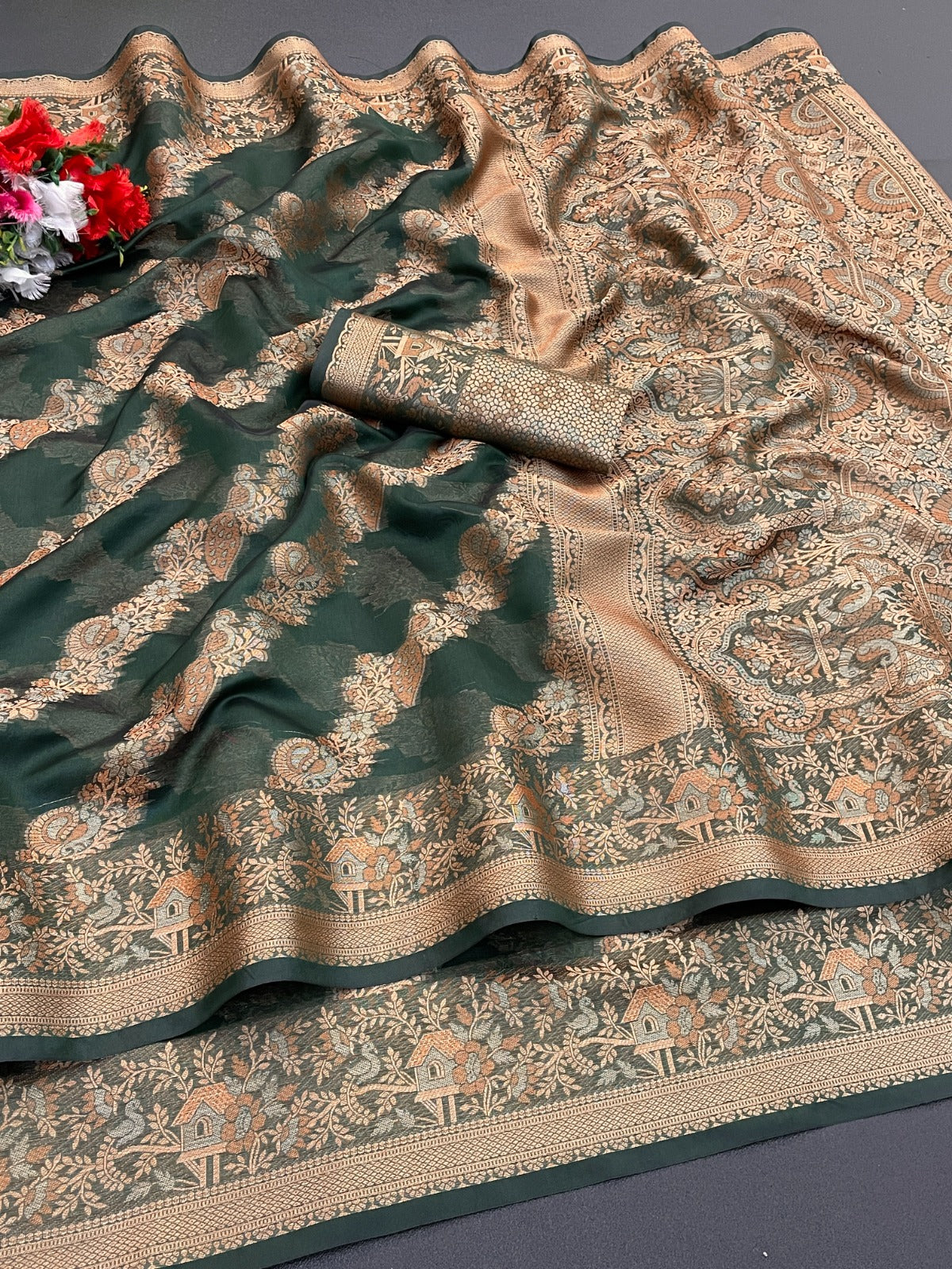 Organza Silk Saree for Women with Trendy Wedding Style in Cotton, Fancy, Art Silk, and Soft Silk Blend Saree