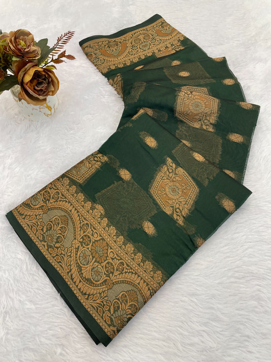 Organza Silk Saree for Women with Trendy Wedding Style in Cotton, Fancy, Art Silk, and Soft Silk Blend Saree