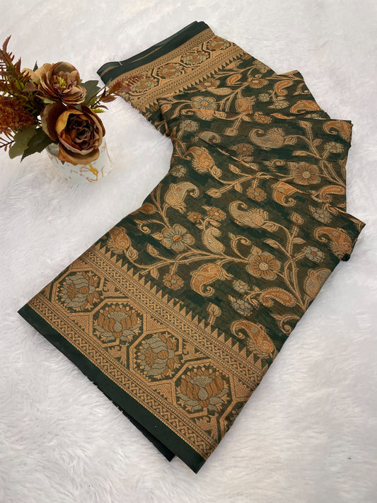 Organza Silk Saree for Women with Trendy Wedding Style in Cotton, Fancy, Art Silk, and Soft Silk Blend Saree