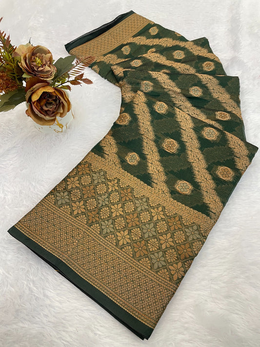 Organza Silk Saree for Women with Trendy Wedding Style in Cotton, Fancy, Art Silk, and Soft Silk Saree