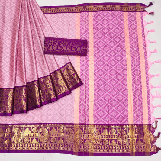 Woven Cotton Silk Saree With Tassels