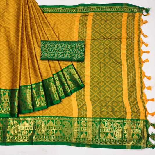 Woven Cotton Silk Saree With Tassels
