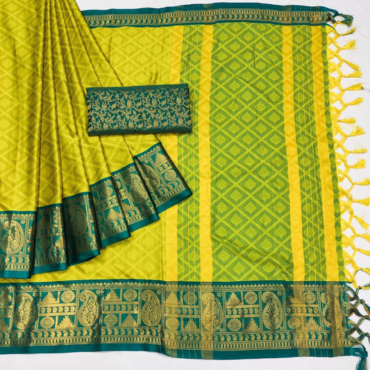 Woven Cotton Silk Saree With Tassels