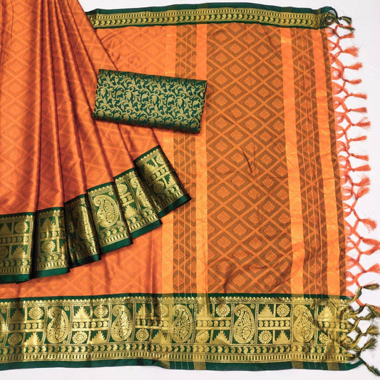 Woven Cotton Silk Saree With Tassels