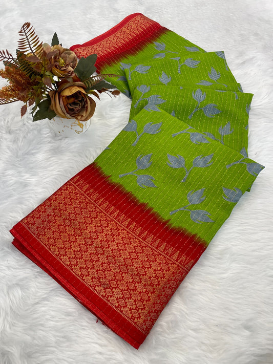 Soft dola saree With Beautiful flower Design…