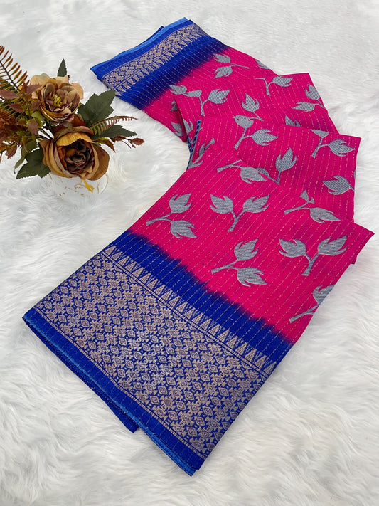 Soft dola saree With Beautiful flower Design…